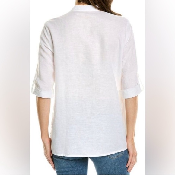 J. McLaughlin Riviera Linen Blend White Blouse XS - Picture 2 of 12